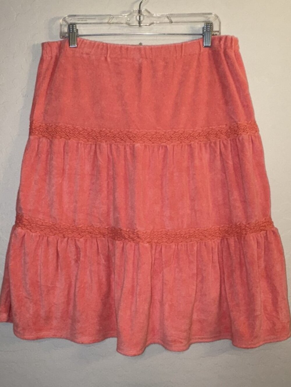Vintage Bb Belly Basics Y2K Terry Cloth Lace Midi Skirt Pink 00’s Grunge Fairy M